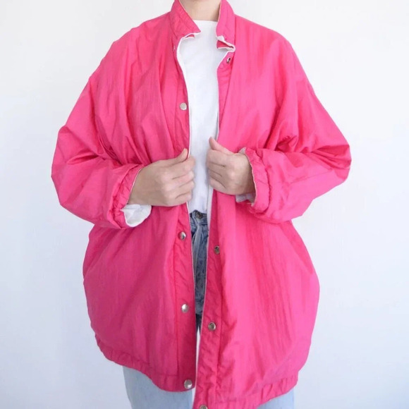 Vintage Dani Colby Pink or White Reversible Button Up Lightweight Jacket 1X - Picture 2 of 16